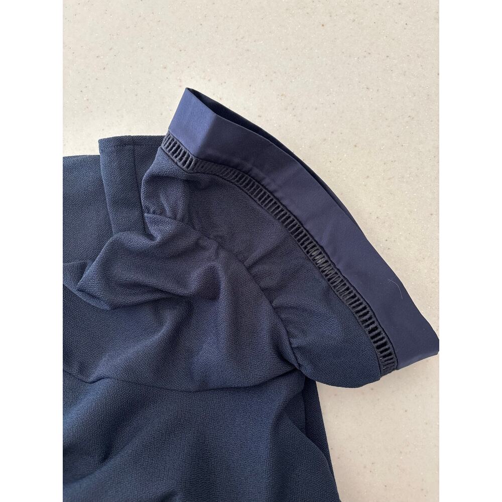 Banana Republic XL Navy Blue Blouse Split Neck Ruffle Sleeve Office Career Top - Picture 12 of 12